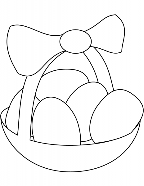 Easter Basket with Eggs coloring page image