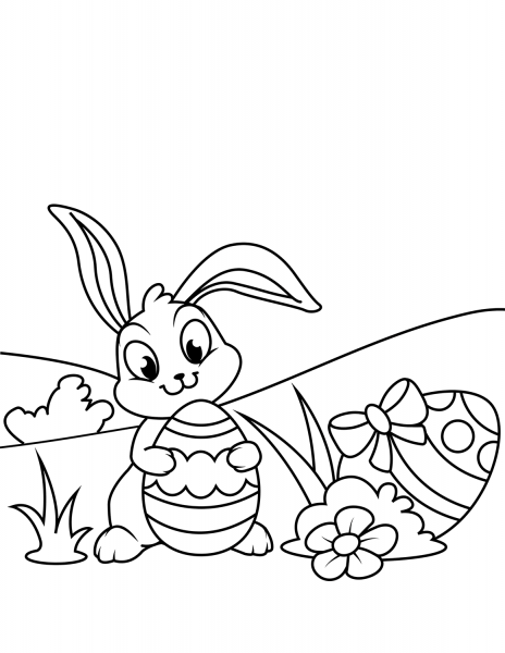 Easter Bunny and Eggs coloring page image