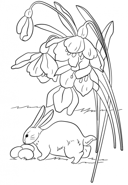 Easter Bunny Found Some Eggs coloring page image