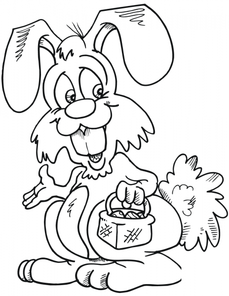 Easter Bunny with Basket coloring page image
