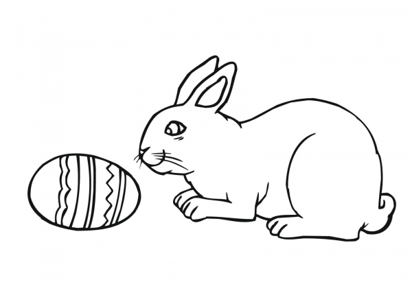 Easter Bunny with Egg coloring page image