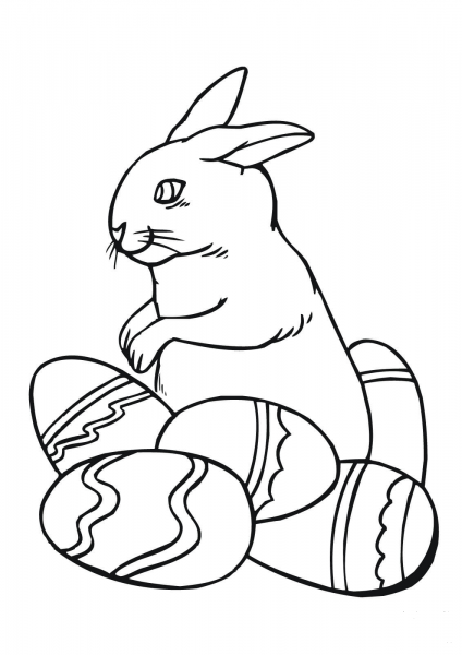 Easter Bunny with Eggs coloring page image