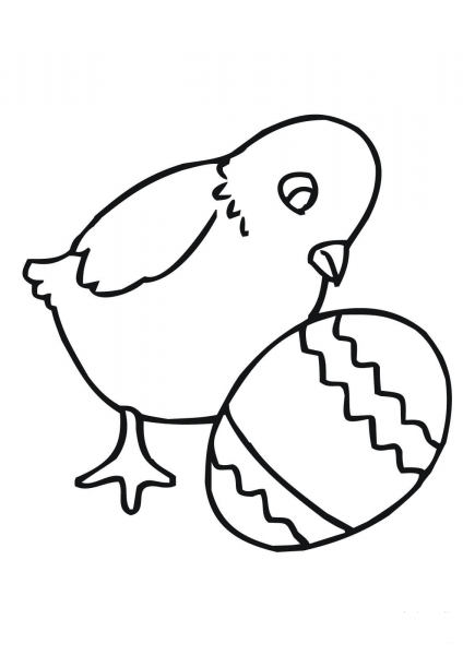 Easter Chick with Egg coloring page image