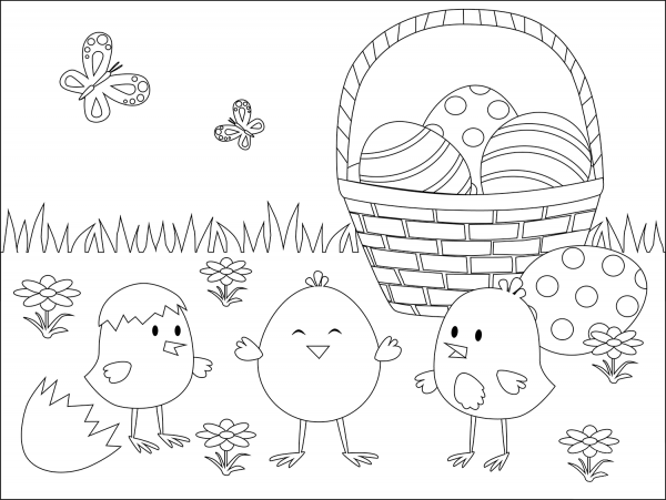 Easter Chickens coloring page image