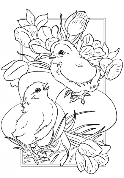 Easter Chicks coloring page image