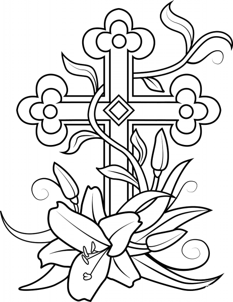 Easter Cross coloring page image