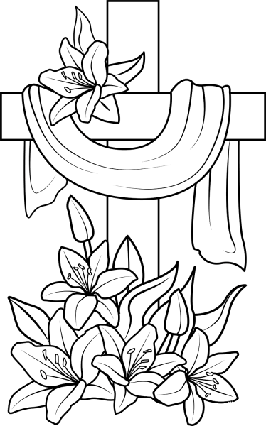 Easter Cross coloring page image