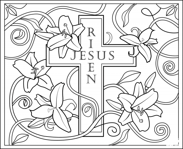 Easter Cross He is Risen coloring page - ColouringPages