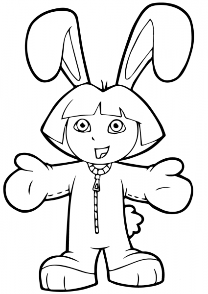 Easter Dora coloring page image