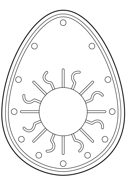 Easter Egg with Decorative Sun coloring page image