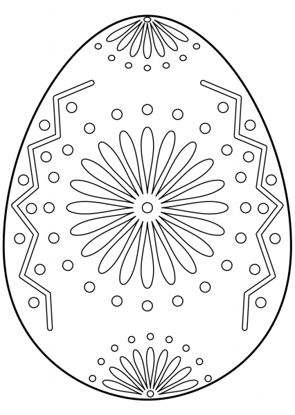 Easter Egg with Floral Ornament coloring page image