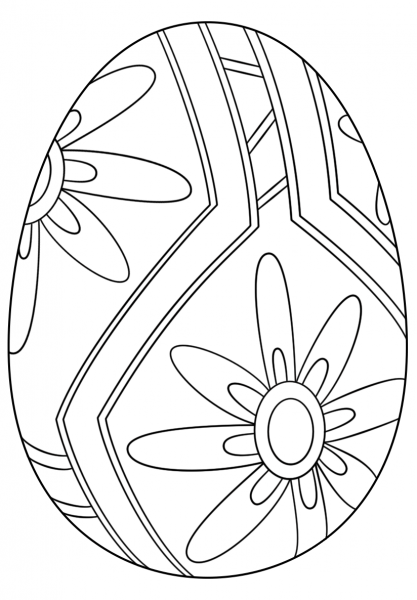 Easter Egg with Flower Pattern coloring page image