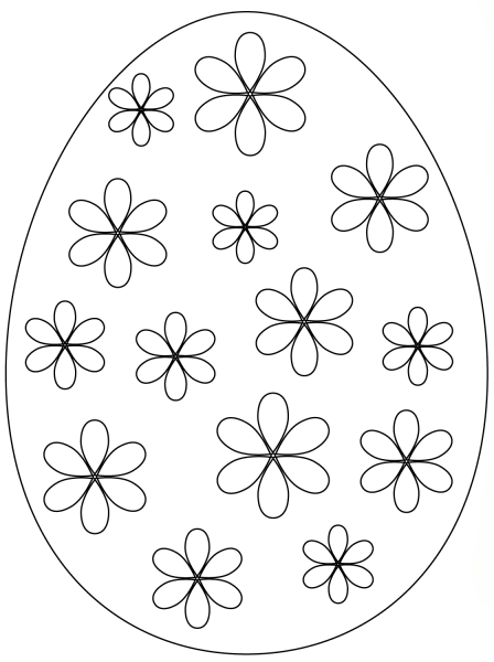 Easter Egg with Flowers coloring page image