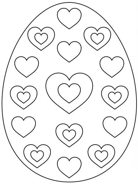 Easter Egg with Hearts coloring page image