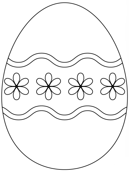 Easter Egg with Simple Flower Pattern coloring page image
