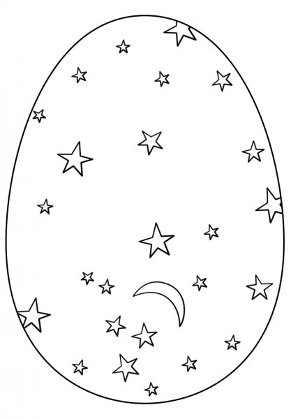 Easter Egg with Stars and Moon coloring page image