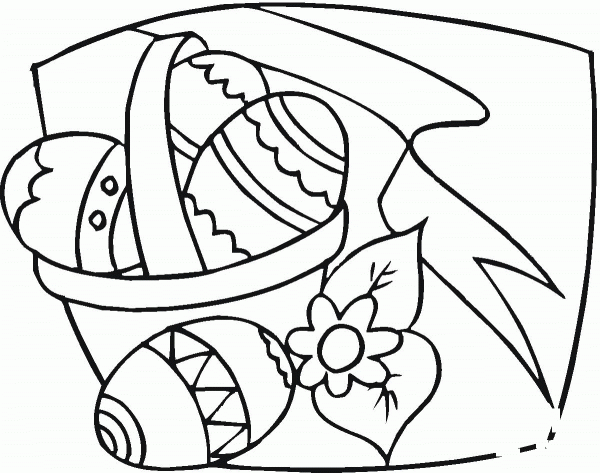 Easter Eggs in the Basket coloring page image