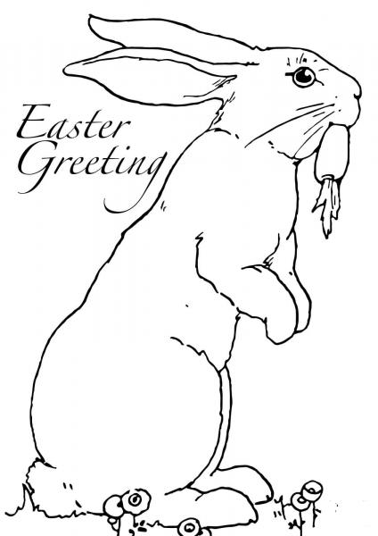 Easter Greeting with Bunny coloring page image