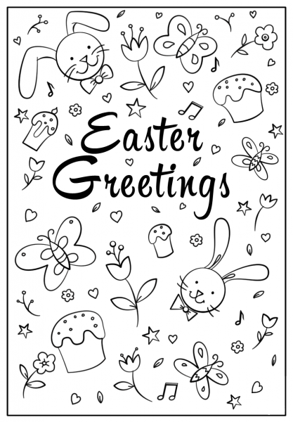 Easter Greetings Doodle coloring page image