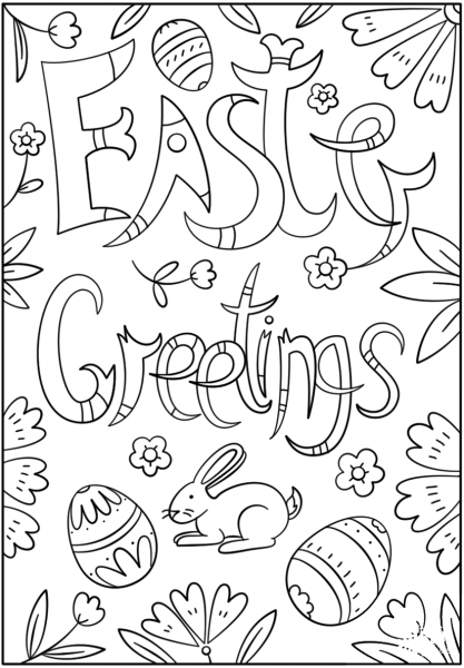 Easter Greetings Doodle coloring page image