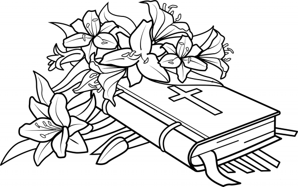 Easter Lilies and Bible coloring page image