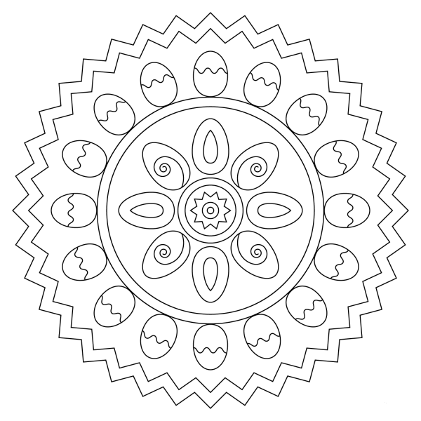 Easter Mandala with Eggs coloring page image