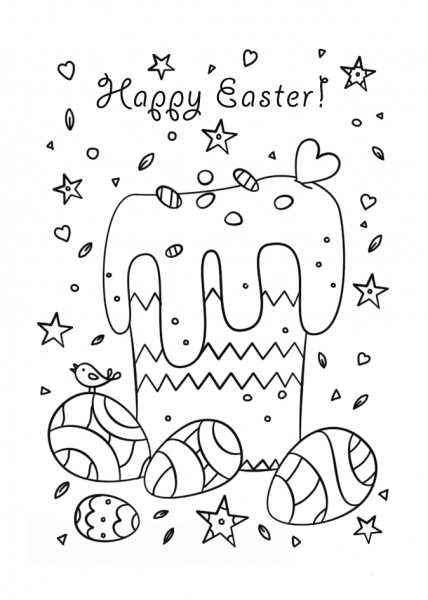 Easter Paska Bread Doodle coloring page image