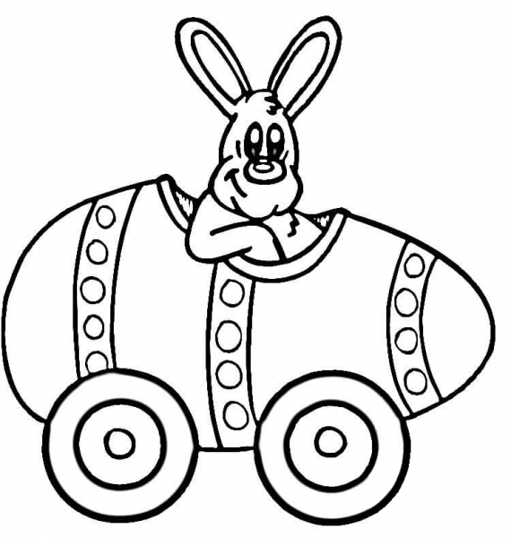 Easter Rabbit in Car coloring page image