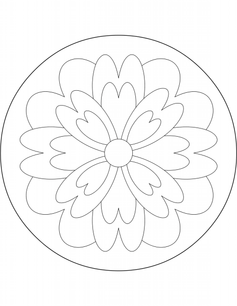 Easy Mandala with Flower coloring page image