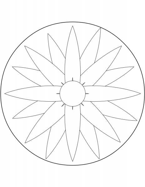 Easy Mandala with Flower coloring page image