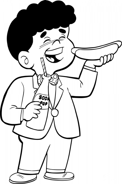 Eating Kid coloring page image