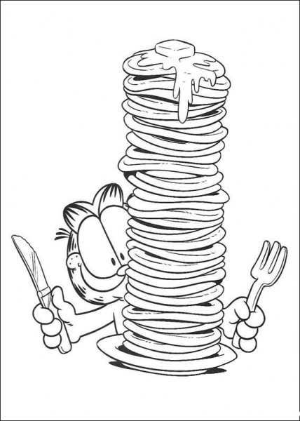 Eating Pancakes  coloring page image