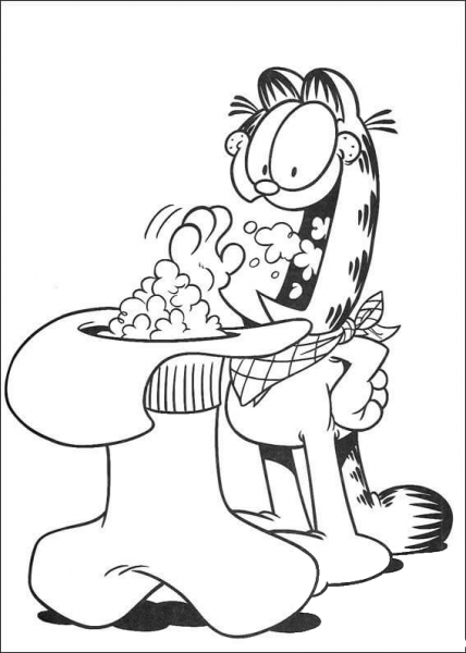 Eating popcorn  coloring page image