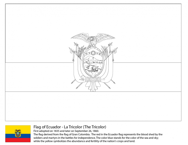 Ecuador Flag coloring page image