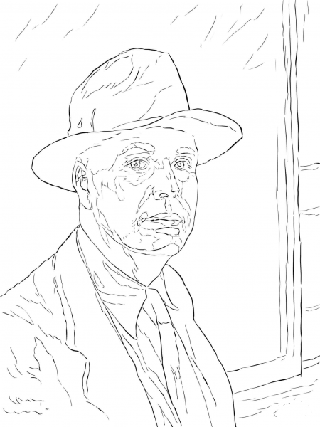 Edward Hopper Self Portrait coloring page image