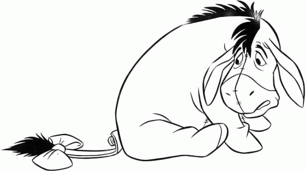 Eeyore Is Looking At Its Tail  coloring page image