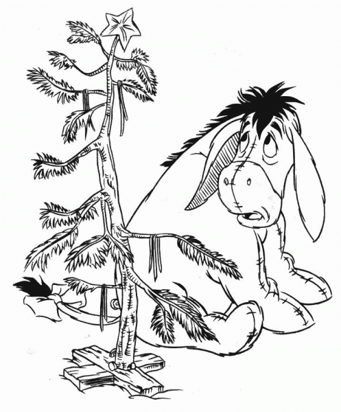 Eeyore Looks At The Tree  coloring page image