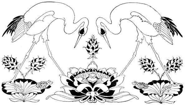 Egrets with Flower coloring page image