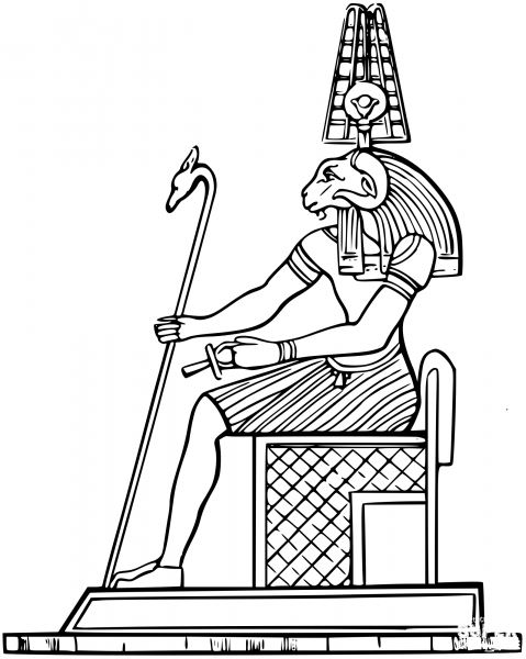 Egyptian God Amon coloring page image