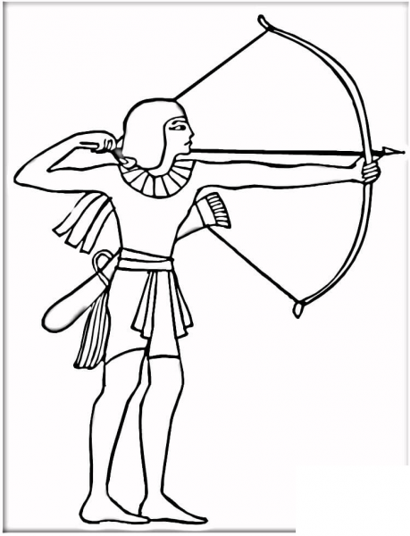 Egyptian With Bow  coloring page image