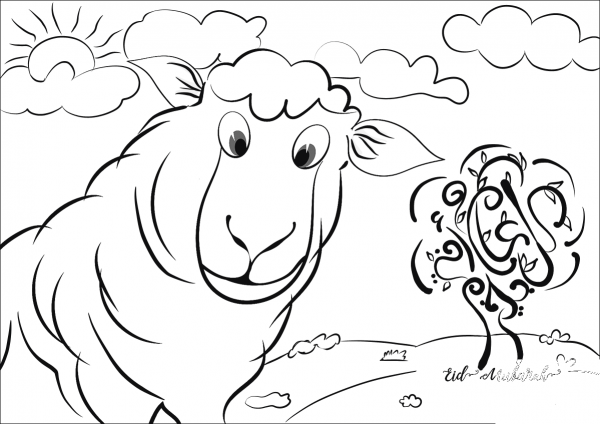 Eid Mubarak Lamb coloring page image