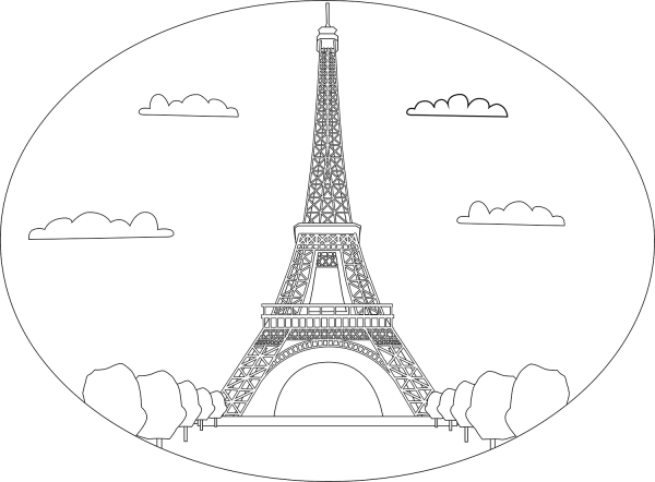 Eiffel Tower coloring page image