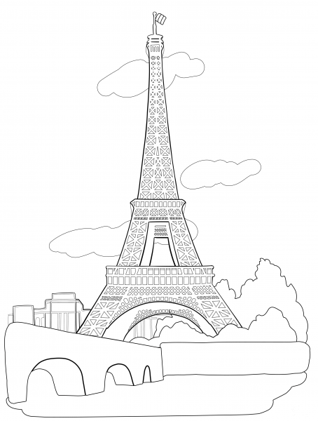 Eiffel Tower coloring page image
