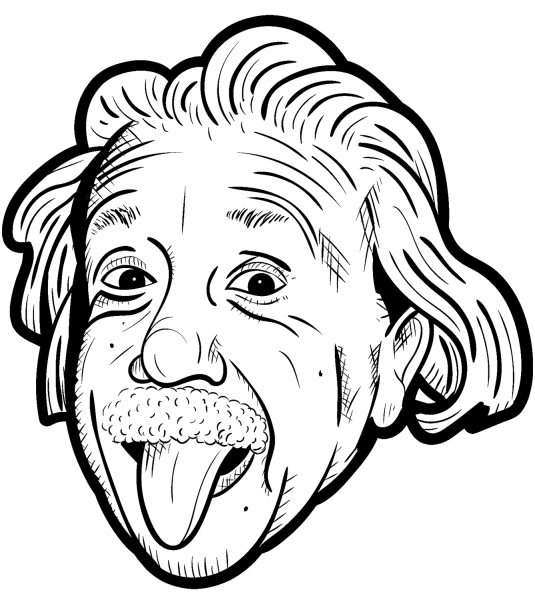 Einstein Sticking His Tongue out coloring page image