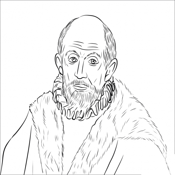 El Greco Self Portrait coloring page image