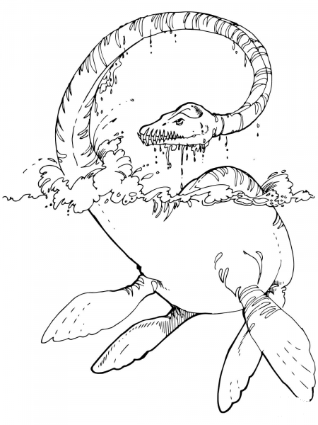 Elasmosaurus Plesiosaur coloring page image
