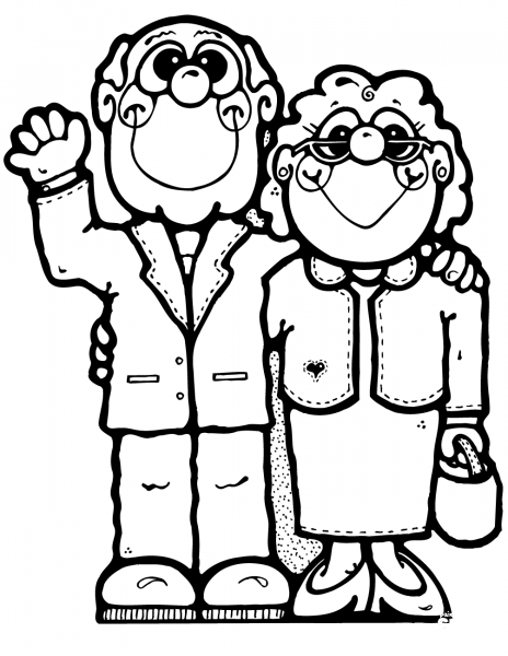 Eldery Couple coloring page image