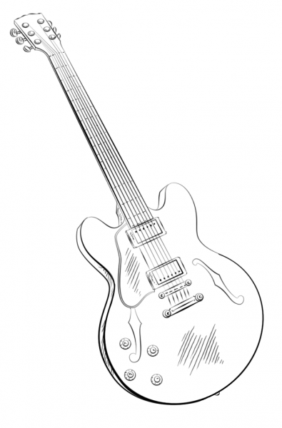 Electric guitar coloring page image