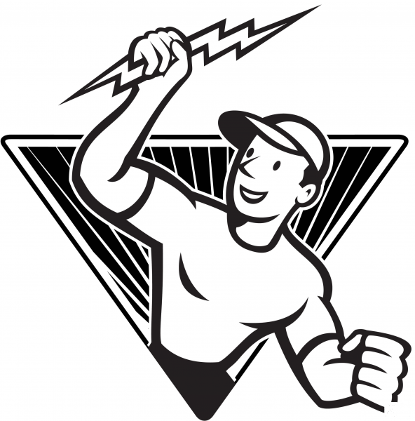 Electrician Holding A Lightning Bolt coloring page image
