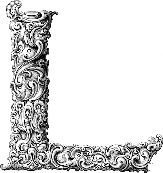 Elegant Flourish Letter L coloring page image